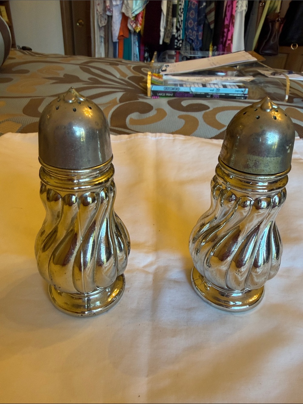 Avon Silver Tone Glass Salt and Pepper Shakers -2